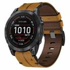 For Garmin Epix Pro 51mm 26mm Leather Texture Watch Band(Brown) - 1