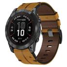 For Garmin Fenix 7X Pro 51mm 26mm Leather Textured Watch Band(Brown) - 1