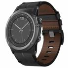 For Garmin Fenix 3 Sapphire 26mm Leather Texture Watch Band(Black) - 1