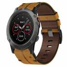 For Garmin Fenix 5X Sapphire 26mm Leather Texture Watch Band(Brown) - 1