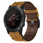 For Garmin Fenix 5X Plus 26mm Leather Texture Watch Band(Brown) - 1