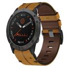 For Garmin Fenix 6X 26mm Leather Texture Watch Band(Brown) - 1