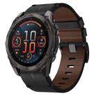 For Garmin Fenix 8 AMOLED 51mm Leather Textured 26mm Watch Band(Black) - 1