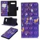 3D Colored Drawing Pattern Horizontal Flip Leather Case for Galaxy S10 Plus, with Holder & Card Slots & Wallet(Purple Butterfly) - 1