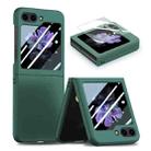 For Samsung Galaxy Z Flip5 JUNSUNMAY 9H Tempered Glass Protector Folding PC Phone Case(Dark Green) - 1