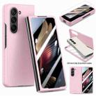 For Samsung Galaxy Z Fold5 JUNSUNMAY 9H Tempered Glass Protector Folding PC Phone Case(Pink) - 1