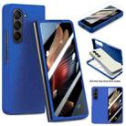 For Samsung Galaxy Z Fold5 JUNSUNMAY 9H Tempered Glass Protector Folding PC Phone Case(Navy Blue) - 1