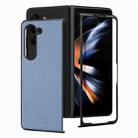 For Samsung Galaxy Z Fold6 JUNSUNMAY Carbon Fiber Pattern Leather Skin PC Folding Phone Case(Blue) - 1