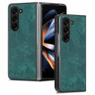 For Samsung Galaxy Z Fold6 JUNSUNMAY Retro Pattern Leather Skin PC Folding Phone Case(Green) - 1