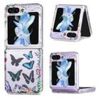 For Samsung Galaxy Z Flip5 JUNSUNMAY Butterfly Printing Protective Case Transparent Hard PC Phone Cover(Blue) - 1
