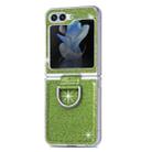 For Samsung Galaxy Z Flip5 JUNSUNMAY Color Painting  Ring Holder Protective Case(Green) - 1