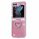 For Samsung Galaxy Z Flip5 JUNSUNMAY Color Painting  Ring Holder Protective Case(Pink) - 1