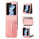 For Samsung Galaxy Z Flip5 JUNSUNMAY PU Leather Folding Phone Case with Card Slots(Pink) - 1