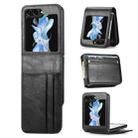 For Samsung Galaxy Z Flip5 JUNSUNMAY PU Leather Folding Phone Case with Card Slots(Black) - 1