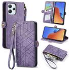 For Xiaomi Redmi 12 Geometric Zipper Wallet Side Buckle Leather Phone Case(Purple) - 1