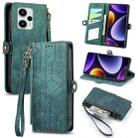 For Redmi Note 12 Turbo Geometric Zipper Wallet Side Buckle Leather Phone Case(Green) - 1