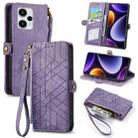 For Redmi Note 12 Turbo Geometric Zipper Wallet Side Buckle Leather Phone Case(Purple) - 1