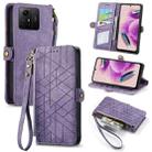 For Xiaomi Redmi Note 12S Geometric Zipper Wallet Side Buckle Leather Phone Case(Purple) - 1