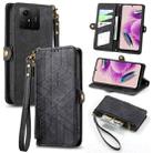 For Xiaomi Redmi Note 12S Geometric Zipper Wallet Side Buckle Leather Phone Case(Black) - 1