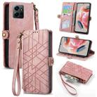 For Xiaomi Redmi Note 12 4G Geometric Zipper Wallet Side Buckle Leather Phone Case(Pink) - 1