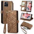 For Xiaomi Redmi Note 12 4G Geometric Zipper Wallet Side Buckle Leather Phone Case(Brown) - 1