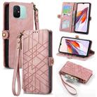 For Xiaomi Redmi 12C Geometric Zipper Wallet Side Buckle Leather Phone Case(Pink) - 1