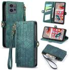For Xiaomi Redmi Note 12 5G Geometric Zipper Wallet Side Buckle Leather Phone Case(Green) - 1