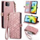 For Xiaomi Redmi A1 Geometric Zipper Wallet Side Buckle Leather Phone Case(Pink) - 1