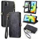 For Xiaomi Redmi A1 Geometric Zipper Wallet Side Buckle Leather Phone Case(Black) - 1