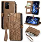 For Xiaomi Redmi Note 11SE Geometric Zipper Wallet Side Buckle Leather Phone Case(Brown) - 1