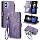 For Xiaomi Redmi Note 11T Pro Geometric Zipper Wallet Side Buckle Leather Phone Case(Purple) - 1