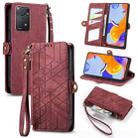 For Redmi Note 11 Pro 4G Geometric Zipper Wallet Side Buckle Leather Phone Case(Red) - 1