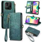 For Xiaomi Redmi 10A Geometric Zipper Wallet Side Buckle Leather Phone Case(Green) - 1