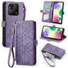For Xiaomi Redmi 10A Geometric Zipper Wallet Side Buckle Leather Phone Case(Purple) - 1