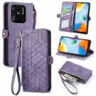 For Xiaomi Redmi 10C Geometric Zipper Wallet Side Buckle Leather Phone Case(Purple) - 1