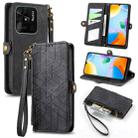 For Xiaomi Redmi 10C Geometric Zipper Wallet Side Buckle Leather Phone Case(Black) - 1