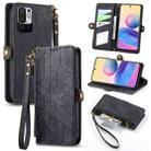For Xiaomi Redmi 10 Geometric Zipper Wallet Side Buckle Leather Phone Case(Black) - 1