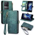 For Xiaomi Redmi K50 Geometric Zipper Wallet Side Buckle Leather Phone Case(Green) - 1