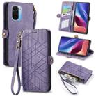 For Xiaomi Redmi K40 Geometric Zipper Wallet Side Buckle Leather Phone Case(Purple) - 1