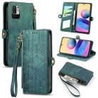 For Xiaomi Redmi Note 10 5G Geometric Zipper Wallet Side Buckle Leather Phone Case(Green) - 1