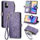 For Xiaomi Redmi Note 10 5G Geometric Zipper Wallet Side Buckle Leather Phone Case(Purple) - 1