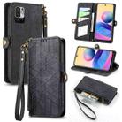 For Xiaomi Redmi Note 10 5G Geometric Zipper Wallet Side Buckle Leather Phone Case(Black) - 1