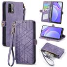 For Xiaomi Redmi Note 9 4G Geometric Zipper Wallet Side Buckle Leather Phone Case(Purple) - 1