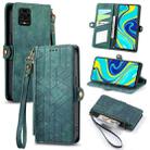 For Xiaomi Redmi Note 9S Geometric Zipper Wallet Side Buckle Leather Phone Case(Green) - 1