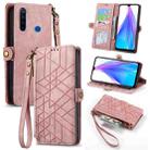 For Xiaomi Redmi Note 8T Geometric Zipper Wallet Side Buckle Leather Phone Case(Pink) - 1