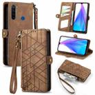 For Xiaomi Redmi Note 8T Geometric Zipper Wallet Side Buckle Leather Phone Case(Brown) - 1