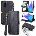 For Xiaomi Redmi Note 8T Geometric Zipper Wallet Side Buckle Leather Phone Case(Black) - 1