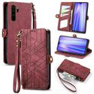 For Xiaomi Redmi Note 8 Pro Geometric Zipper Wallet Side Buckle Leather Phone Case(Red) - 1
