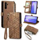 For Xiaomi Redmi Note 8 Pro Geometric Zipper Wallet Side Buckle Leather Phone Case(Brown) - 1