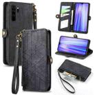 For Xiaomi Redmi Note 8 Pro Geometric Zipper Wallet Side Buckle Leather Phone Case(Black) - 1